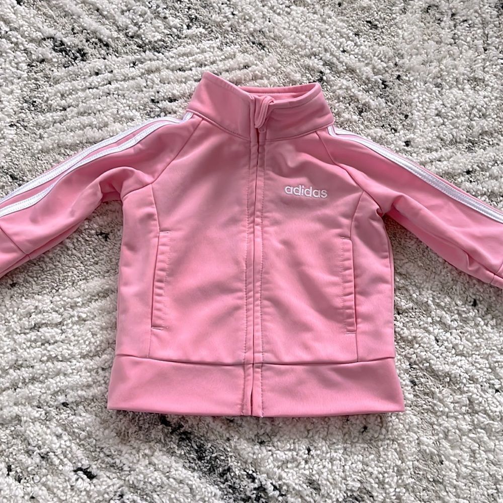 Adidas Pink & White track jacket size 3 months